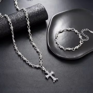 ✨ 50% OFF Today – Vintage Colored Diamond Cross Necklace – Timeless Faith Meets Luxury – Limited Stock Available